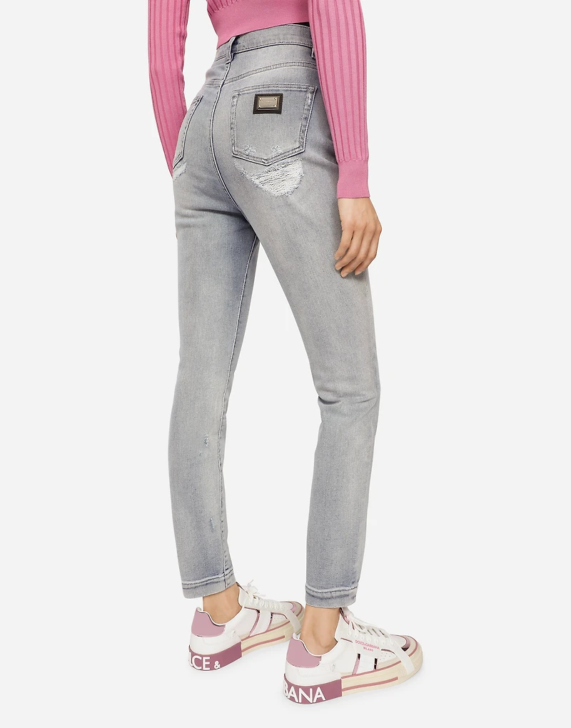 Light blue denim Grace jeans with ripped details