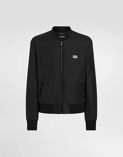 Nylon jacket with branded tag