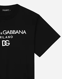Jersey T-shirt with flocked logo print
