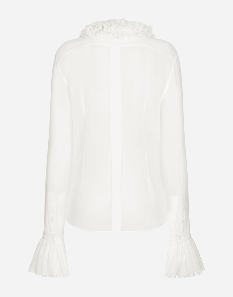 Georgette shirt with pleated cuffs and collar details