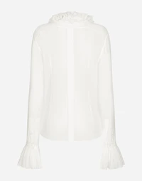 Georgette shirt with pleated cuffs and collar details