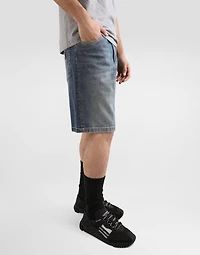Light blue wash stretch denim shorts