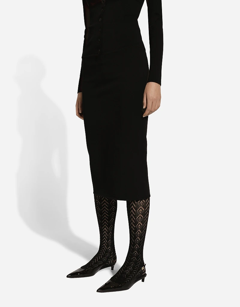 Stretch viscose knit pencil skirt with DG logo