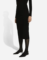 Stretch viscose knit pencil skirt with DG logo