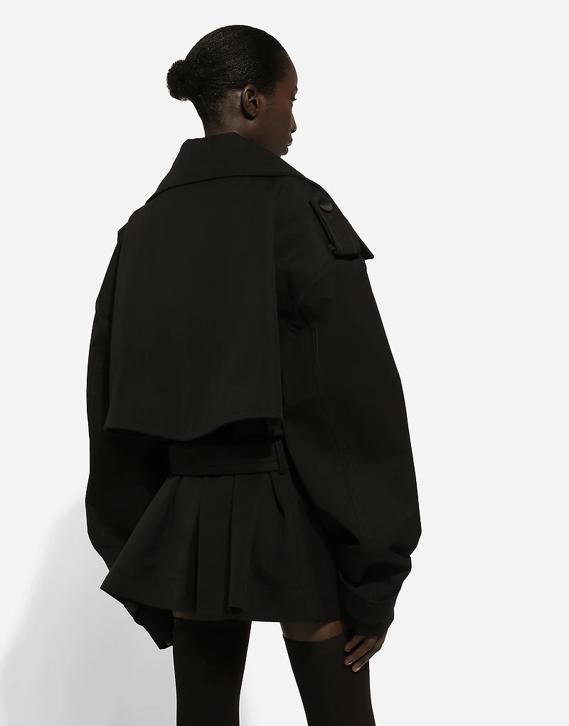 Double-breasted jacket with cotton belt