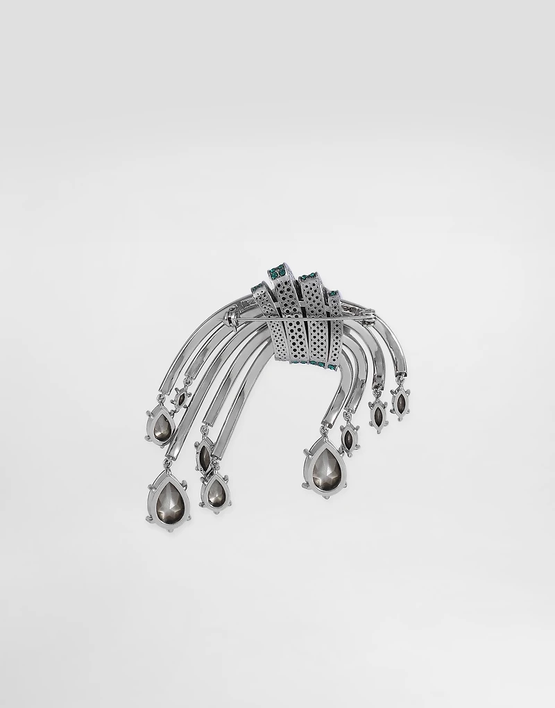 Floral brooch with rhinestones