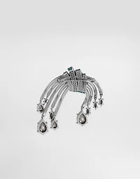 Floral brooch with rhinestones