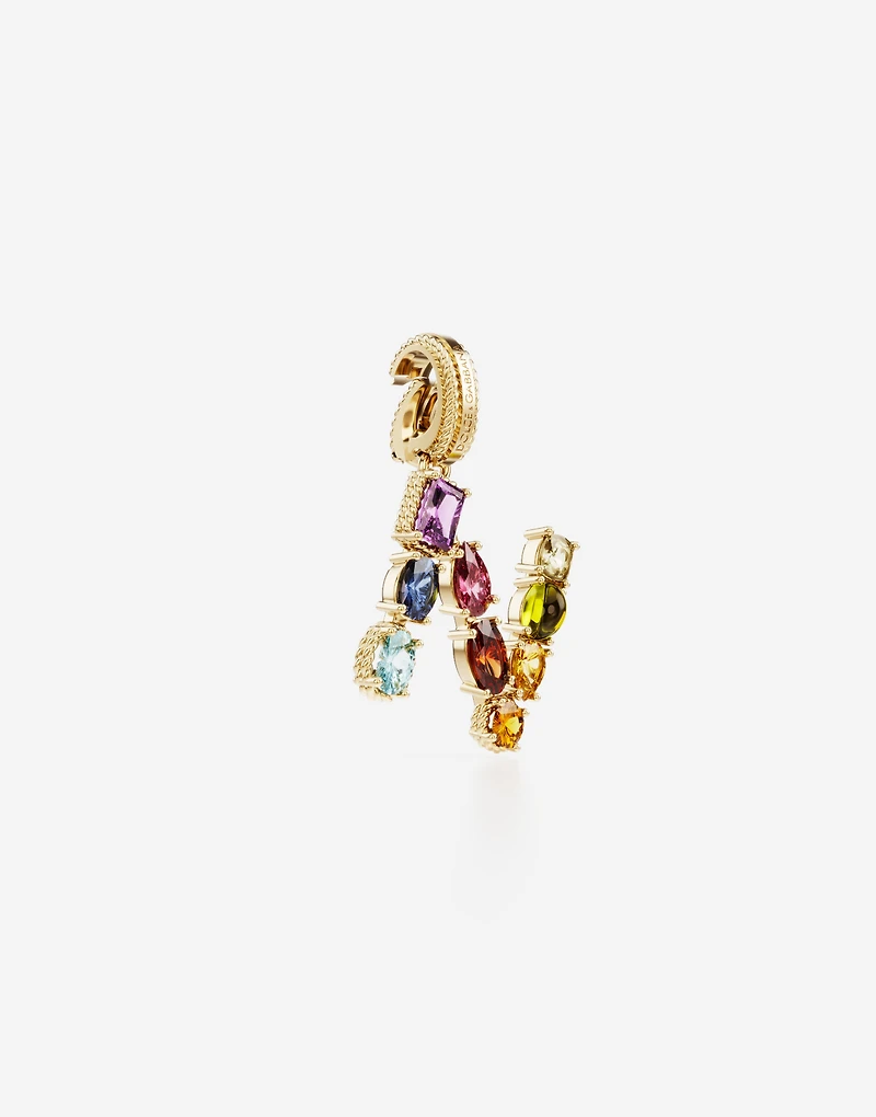 Charm N Lettering 18-carat yellow gold and multicolored gems