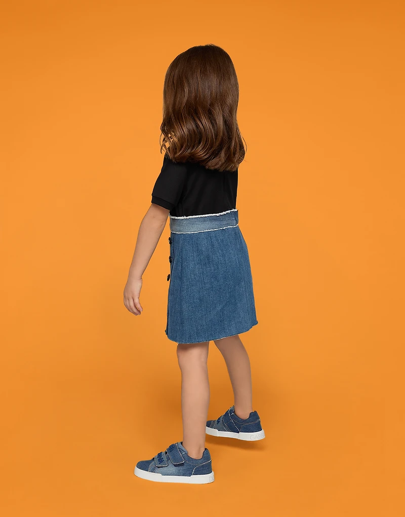 Stretch denim and jersey dress with DG logo