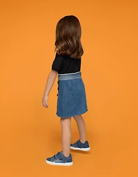 Stretch denim and jersey dress with DG logo