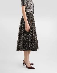 Tulle midi circle skirt with micro-sequin embroidery