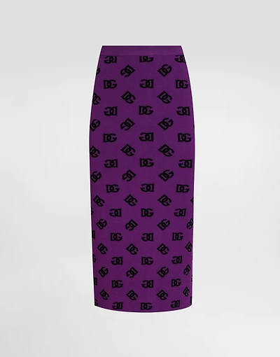 Jacquard skirt with slit