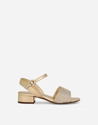 Foiled nappa leather sandals with fusible-rhinestones