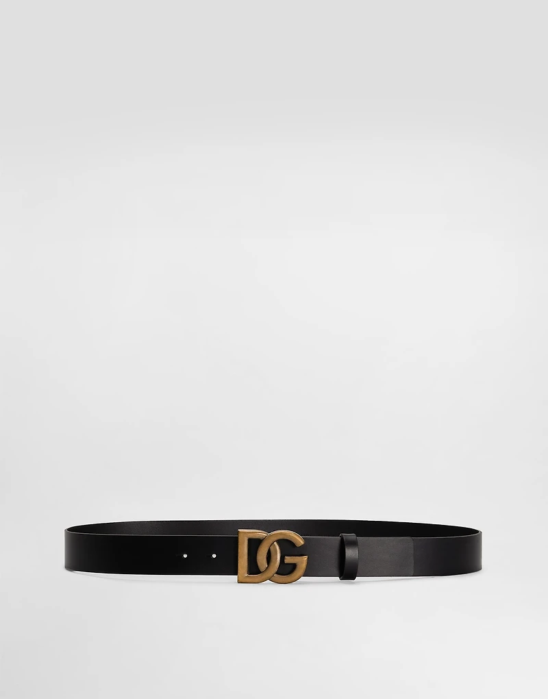 Lux leather belt with crossover DG logo buckle