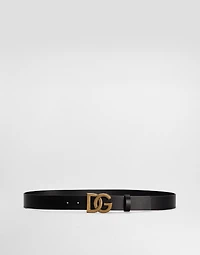 Lux leather belt with crossover DG logo buckle