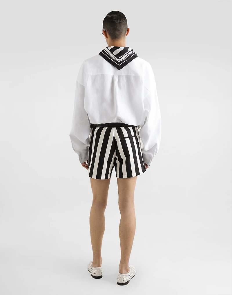 Long-sleeved silk shirt with pussy-bow