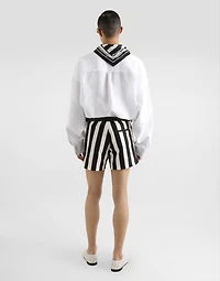 Long-sleeved silk shirt with pussy-bow