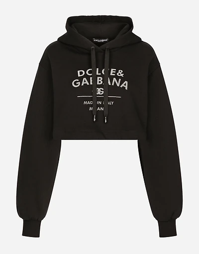 Jersey hoodie with Dolce&Gabbana logo lettering