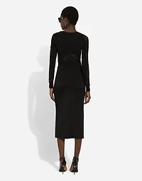 Viscose sweater with lace inserts