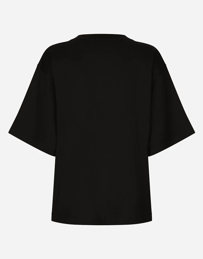 Short-sleeved cotton T-shirt with Dolce&Gabbana lettering