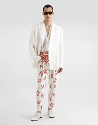 Long-sleeved linen shirt with cardigan buttoning