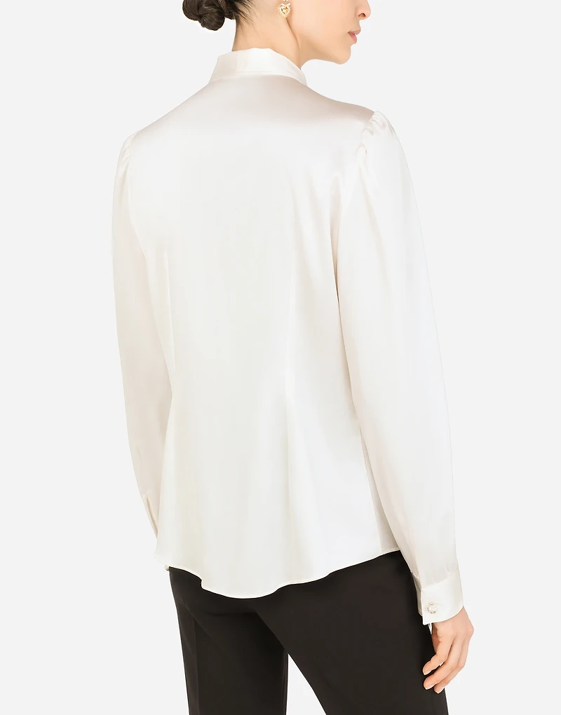 Satin shirt with pearl buttons DG logo