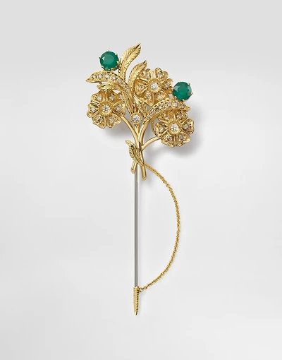 Sicily Brooch  18-carat yellow and white gold, emeralds, and diamonds