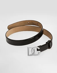Shiny calfskin belt with DG logo