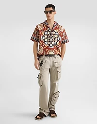 Printe popeline oversized shirt