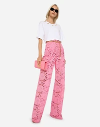 Flared branded stretch lace pants
