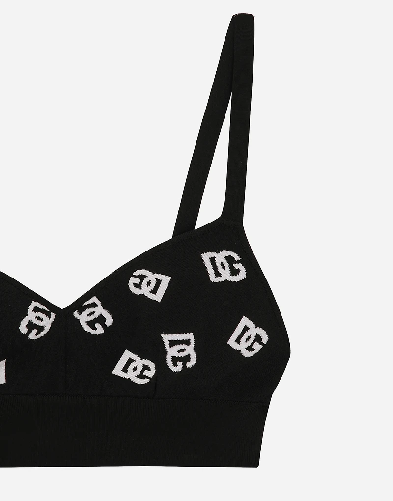 Viscose bralette top with jacquard DG logo