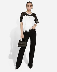 Jersey T-shirt with DG logo and lace inserts