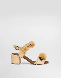 Embroidered sandal with fringes