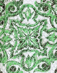 Majolica-print crochet Hawaiian shirt