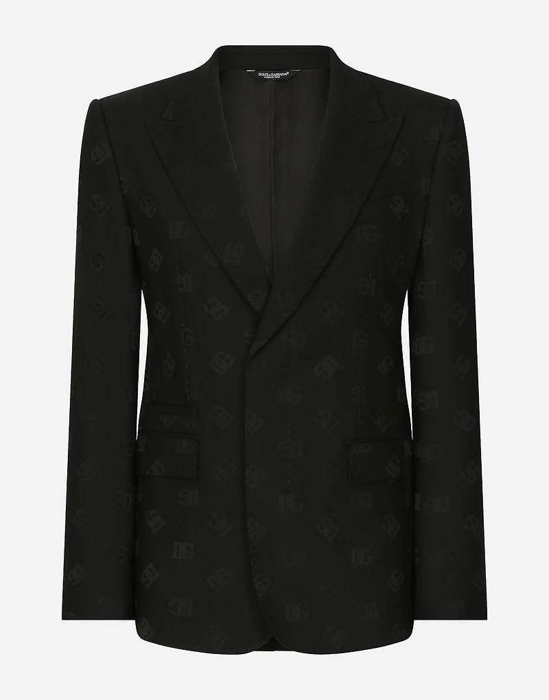 Single-breasted wool Sicilia-fit jacket with jacquard DG detailing