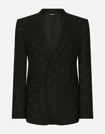 Single-breasted wool Sicilia-fit jacket with jacquard DG detailing