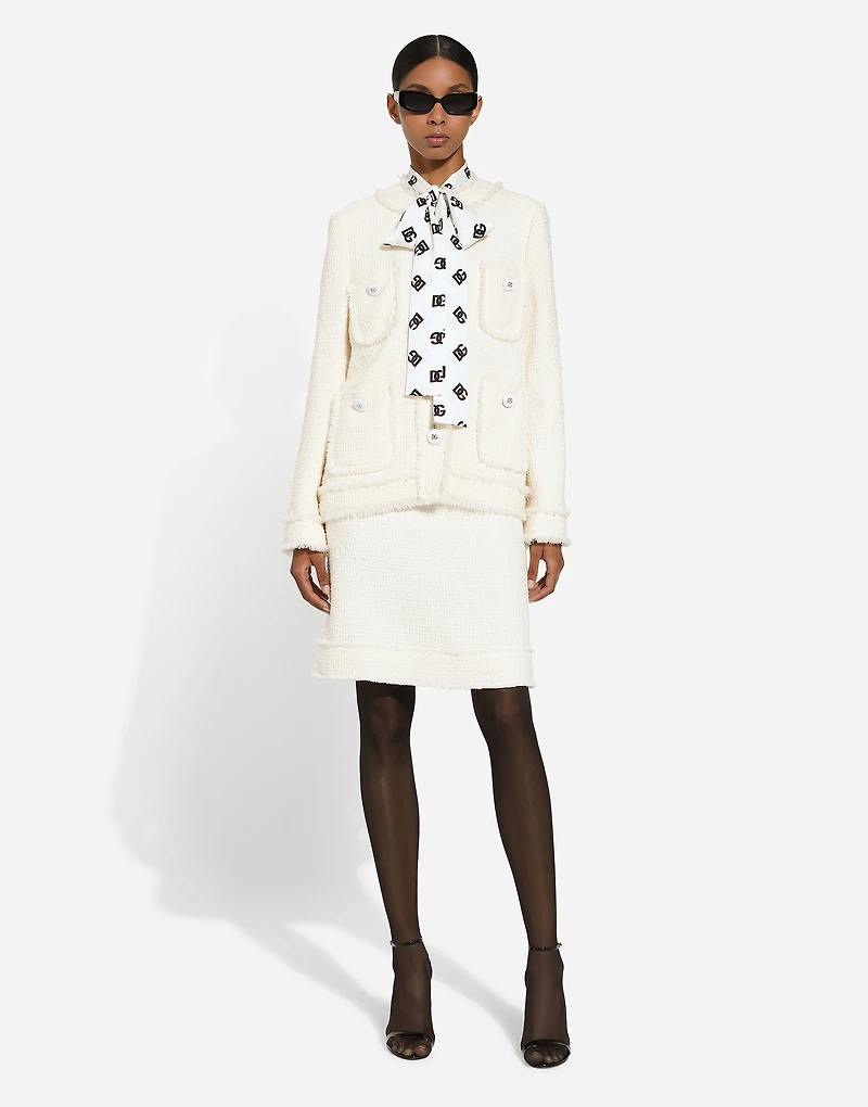 Charmeuse shirt with all-over DG logo print
