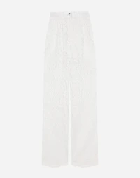 Flared floral cordonetto lace pants