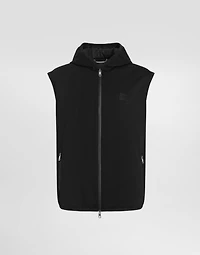 Technical fabric vest with hood