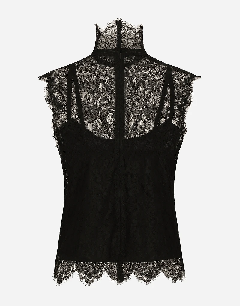 Sleeveless Chantilly lace top