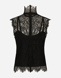 Sleeveless Chantilly lace top
