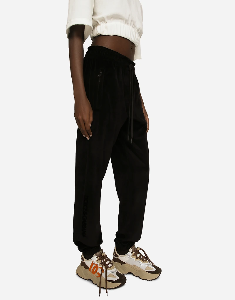 Chenille jogging pants with Dolce&Gabbana embroidery