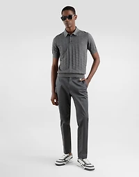 Silk polo-shirt with all-over DG logo embroidery