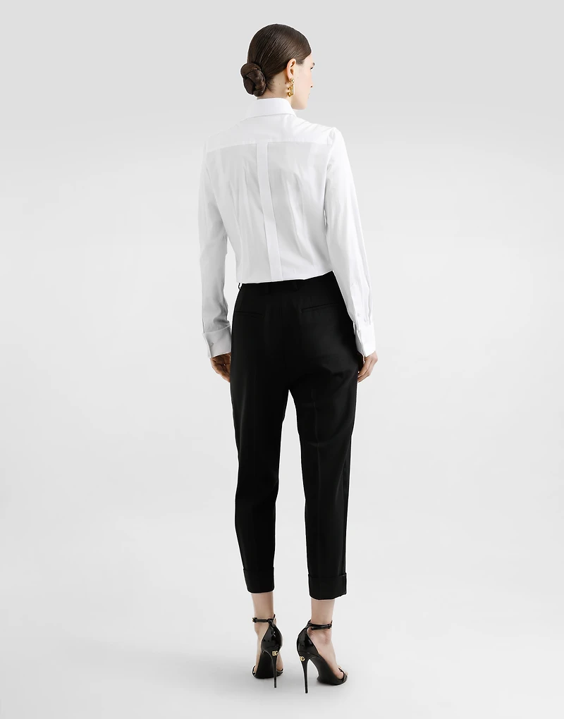 Stretch poplin tuxedo shirt