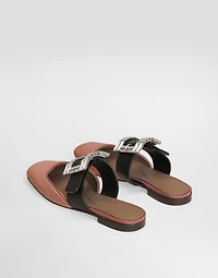 Velvet mules with bejeweled buckle