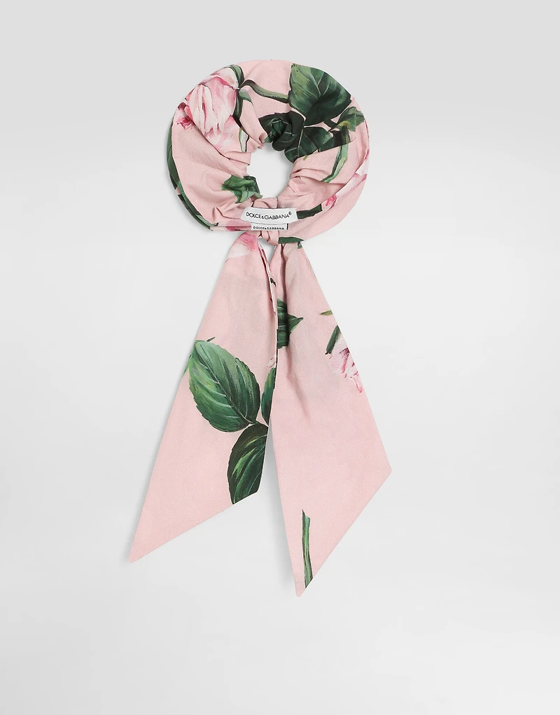 Rose-print poplin scrunchie