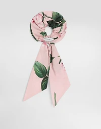 Rose-print poplin scrunchie