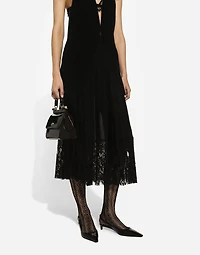 Long georgette skirt with lace edgings