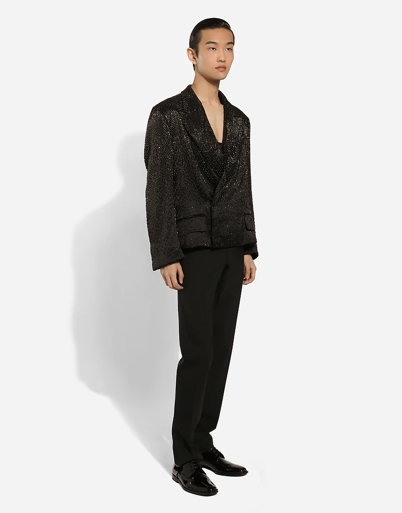 Double-breasted Sicilia-fit jacket in embroidered satin