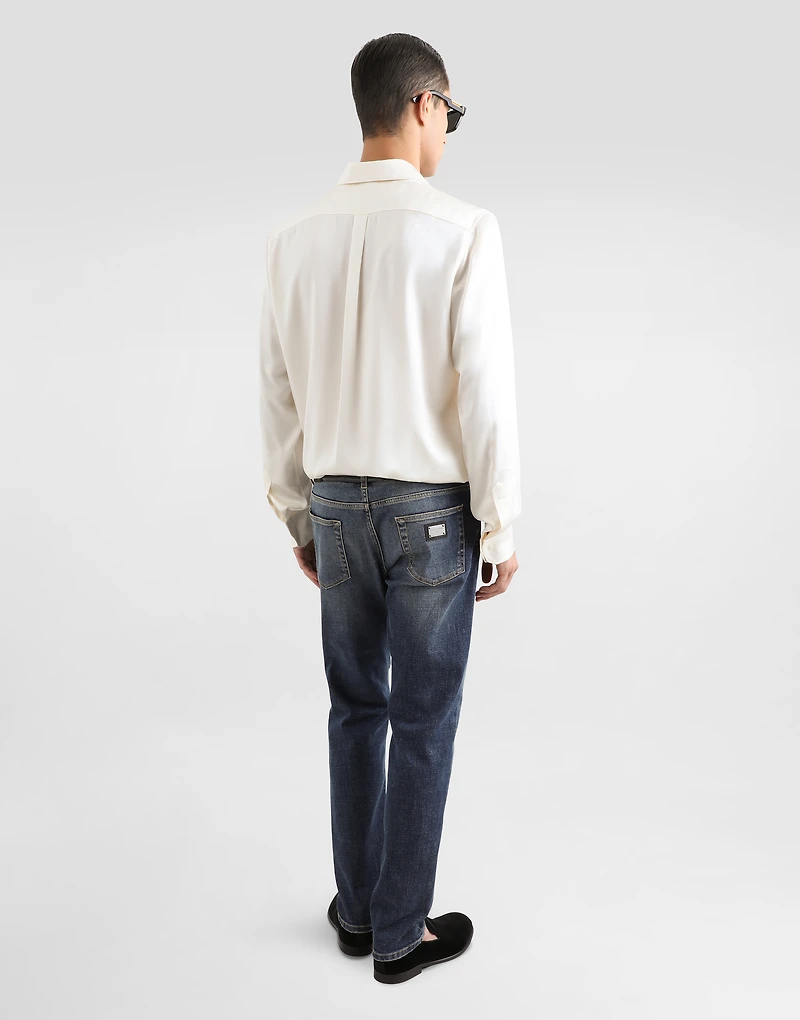 Light blue wash slim-fit stretch jeans